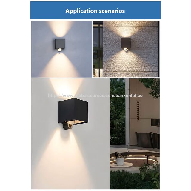 Vente en gros OEM 2.5W Rechargeable Extérieur Jardin Européen Étanche Cube Carré Réglable Décoration Jardin Lampe Murale Haut et Bas