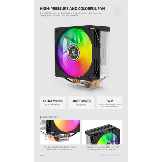 Harga pabrik tiga warna tetap Warna OEM/ODM Komputer CPU Cooler 4 Heatpipe Pendingin CPU untuk Intel 1150/1200/1366/1700 AMD4/AMD5