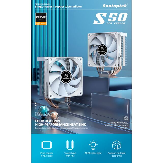 Harga pabrik tiga warna tetap Warna OEM/ODM Komputer CPU Cooler 4 Heatpipe Pendingin CPU untuk Intel 1150/1200/1366/1700 AMD4/AMD5