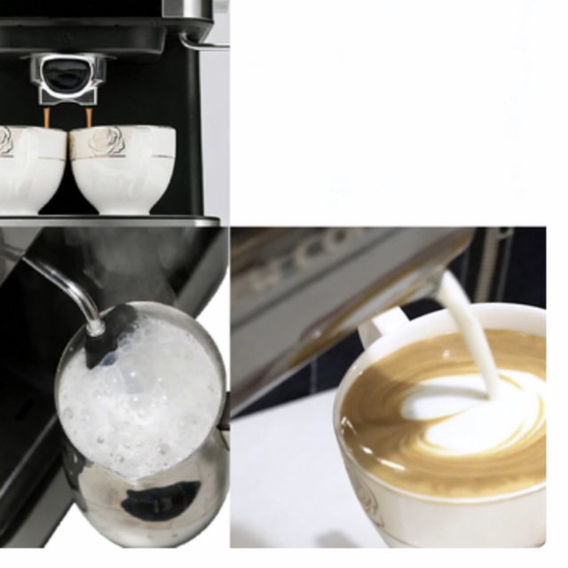 Máquina de café expresso semiautomática de 15 bar com vaporizador de leite em aço inoxidável