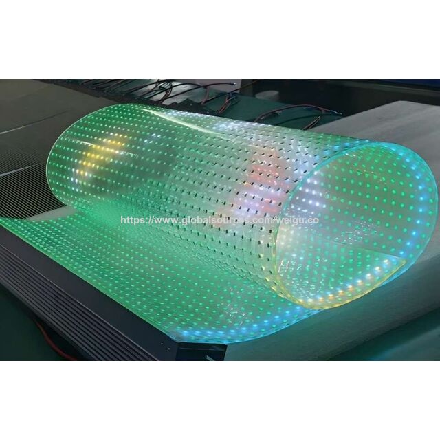شاشة LED مرنة فائقة الرقة P4 P6 P8 P10 P16 P20 P31.25 ، لافتات LED شفافة 1000 × 240 مم ، وحدة LED