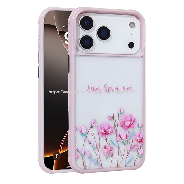 Coque Esthétique Rose Pastel pour iPhone 16 avec Papillon Peint à la Main et Impression Florale, Housse Douce Antichoc