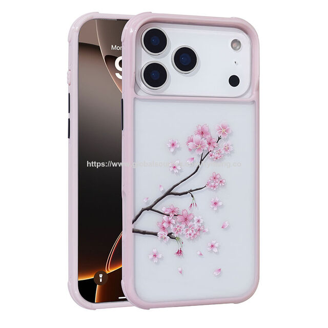 Coque Esthétique Rose Pastel pour iPhone 16 avec Papillon Peint à la Main et Impression Florale, Housse Douce Antichoc