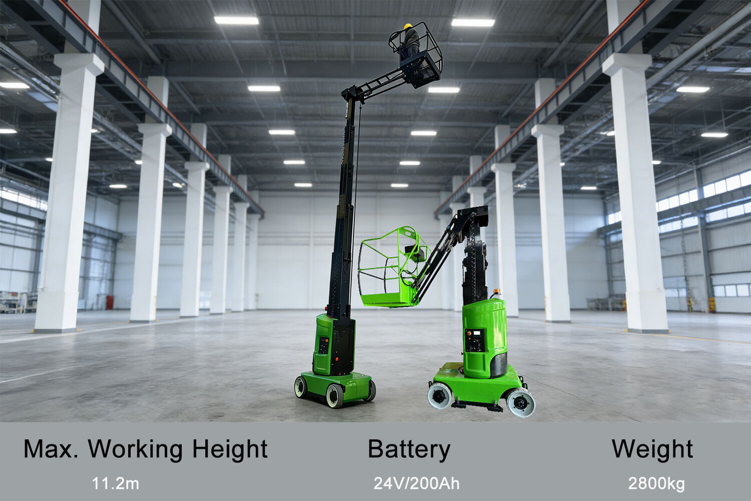 Vertical Platform Operator 0.5m Working Bucket Clearance 65mm Base Clearance 1.2m Wheelbase Stable ...