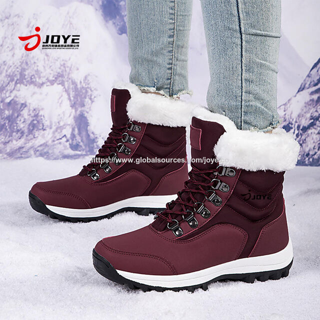 Bottes de neige d'hiver pour femmes, mi-hautes et hautes, étanches jusqu'à la cheville, laine douce, isolation épaisse, toile d'automne
