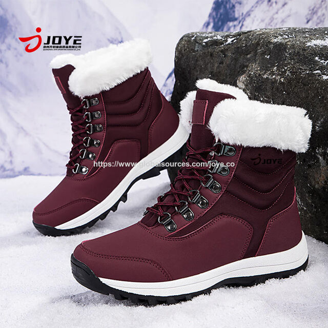 Bottes de neige d'hiver pour femmes, mi-hautes et hautes, étanches jusqu'à la cheville, laine douce, isolation épaisse, toile d'automne