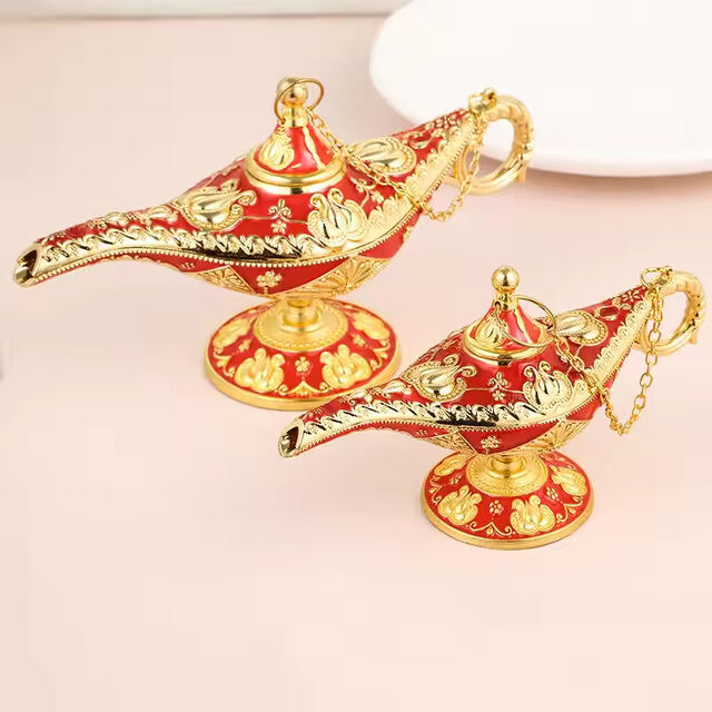 Recuerdos Tradicionales Europeos Adornos Artesanías de Estilo Clásico Sala de Estar Decorativa Vintage Chapado en Oro 3D Metal Aladdin Magic