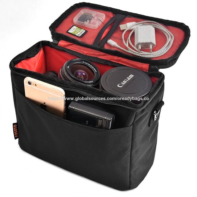 Bolsa de Câmera de Nylon Impermeável para Câmera Digital, Bolsa de Ombro para Vídeo para 1 Câmera + 2 Lentes