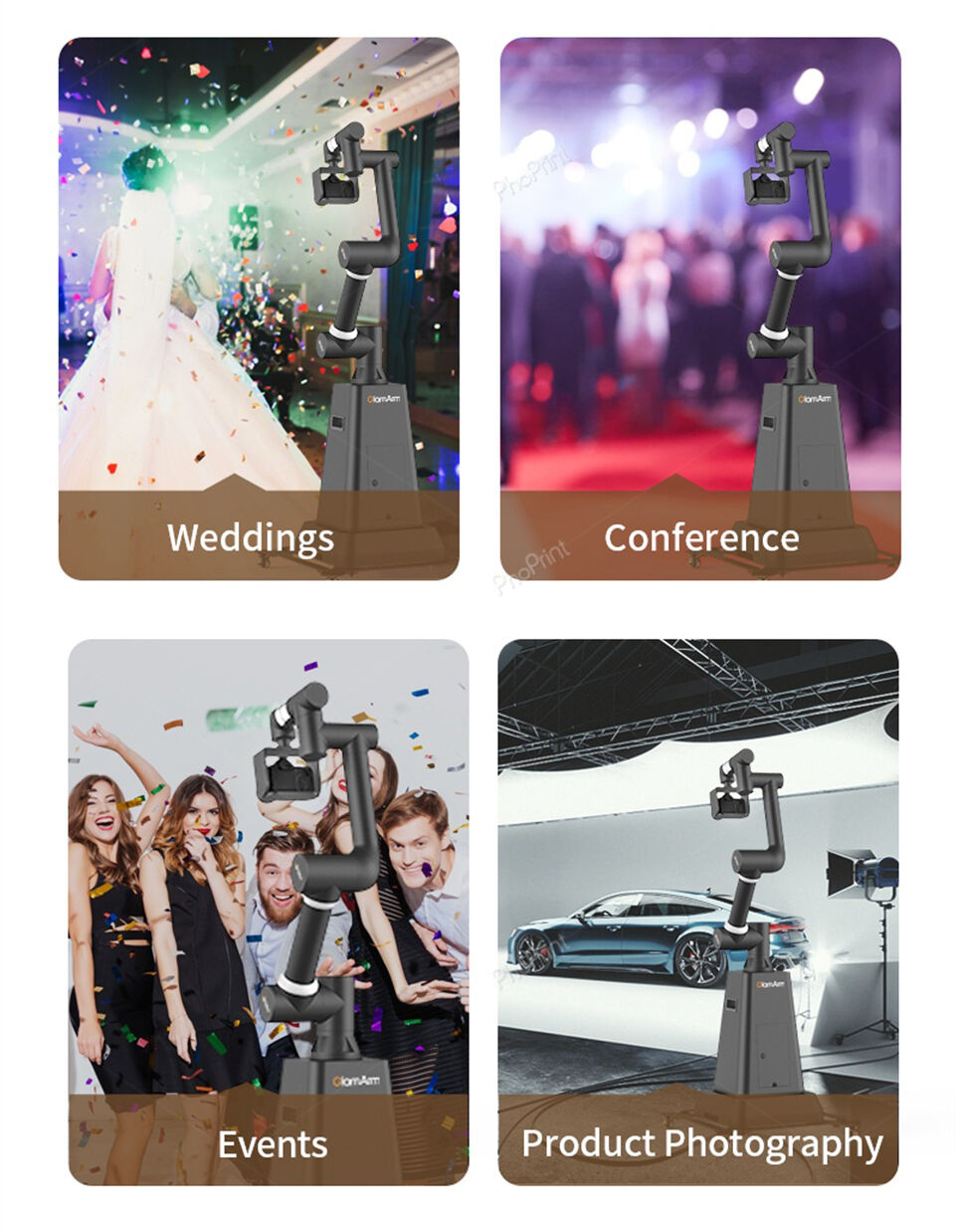 Hot Sale 6 Axis Robot Arm Camera Photography Selfie Glambot Photo Booth ...