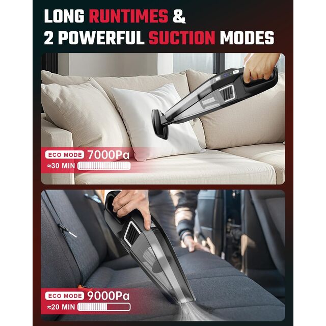 Tragbarer Handstaubsauger mit 11,1V Lithium-Akku, 2-Stufiger Saugkraft, 630ml Staubbehälter, HEPA-Edelstahlfilter