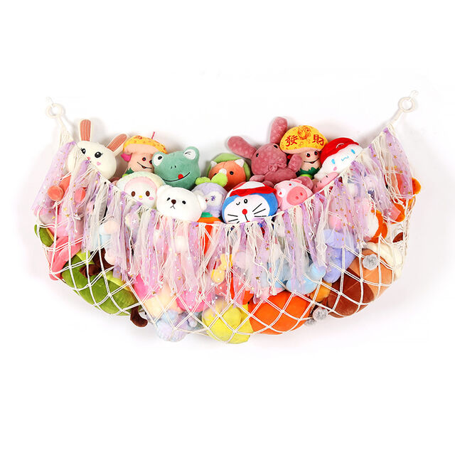 Filet de Rangement pour Jouets Tissé à la Main en Gros, Corde en Coton Colorée, Sac de Rangement d'Angle Mural pour Enfants, Sac de Rangement Suspendu