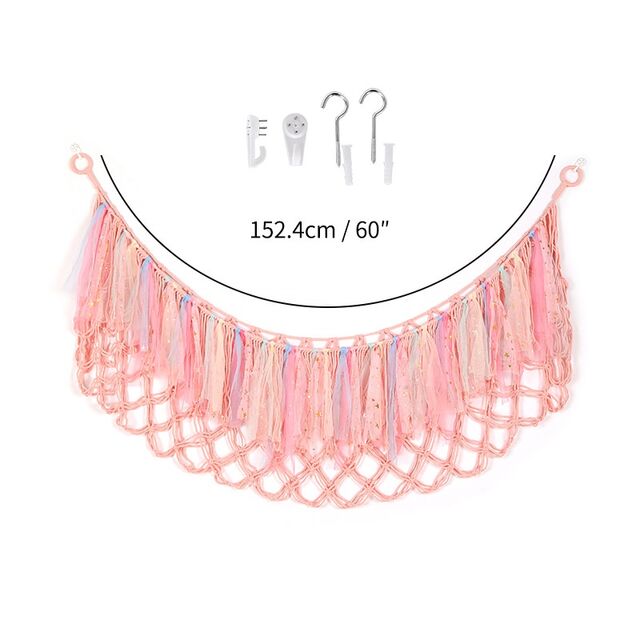 Filet de Rangement pour Jouets Tissé à la Main en Gros, Corde en Coton Colorée, Sac de Rangement d'Angle Mural pour Enfants, Sac de Rangement Suspendu