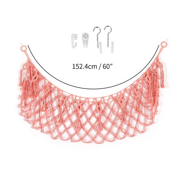 Filet de Rangement pour Jouets Tissé à la Main en Gros, Corde en Coton Colorée, Sac de Rangement d'Angle Mural pour Enfants, Sac de Rangement Suspendu