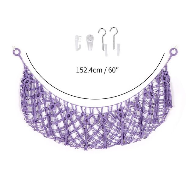 Filet de Rangement pour Jouets Tissé à la Main en Gros, Corde en Coton Colorée, Sac de Rangement d'Angle Mural pour Enfants, Sac de Rangement Suspendu
