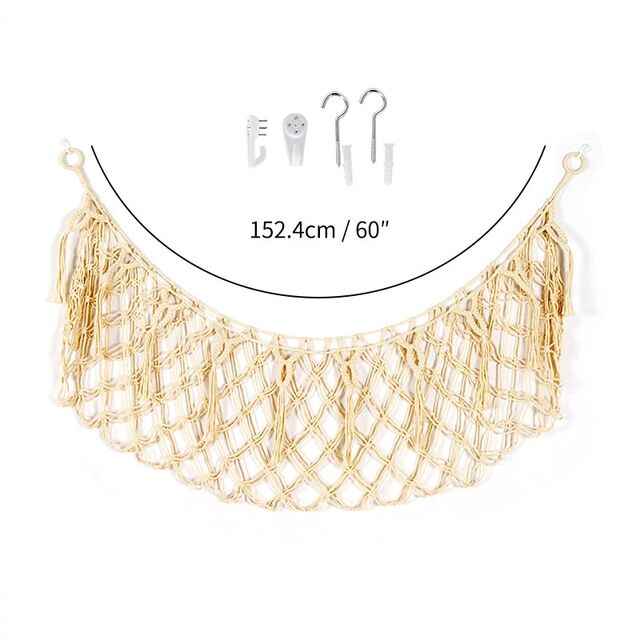 Filet de Rangement pour Jouets Tissé à la Main en Gros, Corde en Coton Colorée, Sac de Rangement d'Angle Mural pour Enfants, Sac de Rangement Suspendu