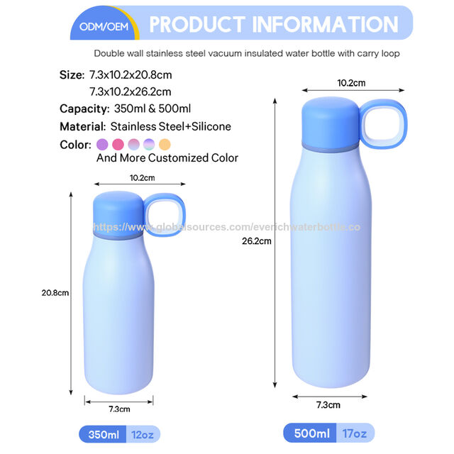 Kundenspezifische 500ml Edelstahl-Wasserflasche mit Trageschlaufe und 100% auslaufsicherem Deckel