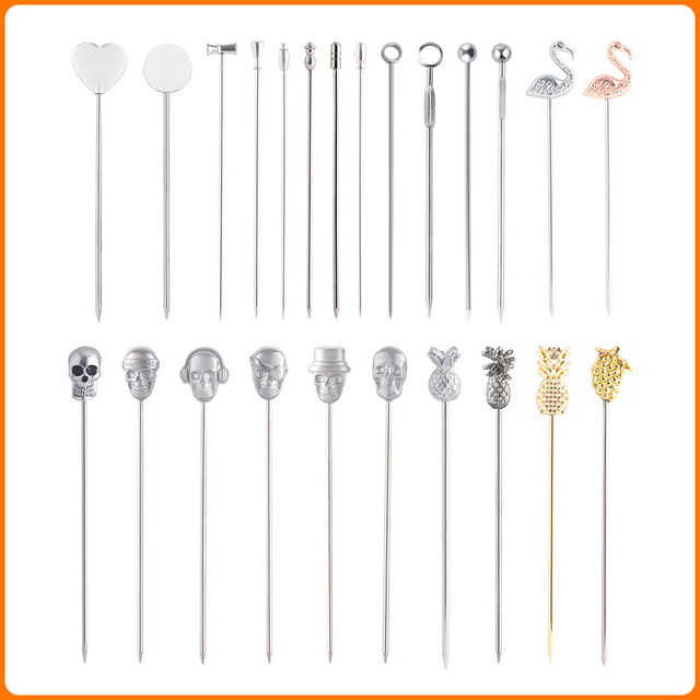 Creation Factory Broche Flamant Rose Personnalisée Écologique 12cm Brochettes à Cocktail Décoratives en Acier Inoxydable Bâtonnets à Fruits