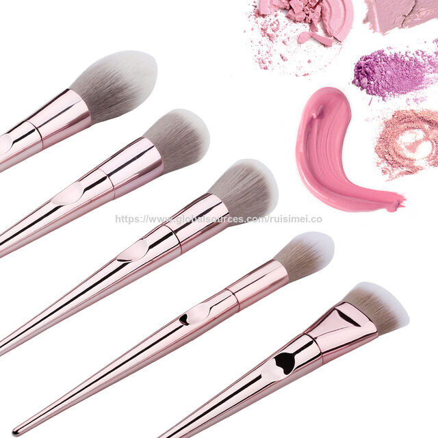 Ensemble de 10 pinceaux de maquillage en laine de fibre violette multi-dégradée avec manches ergonomiques en résine pour voyage