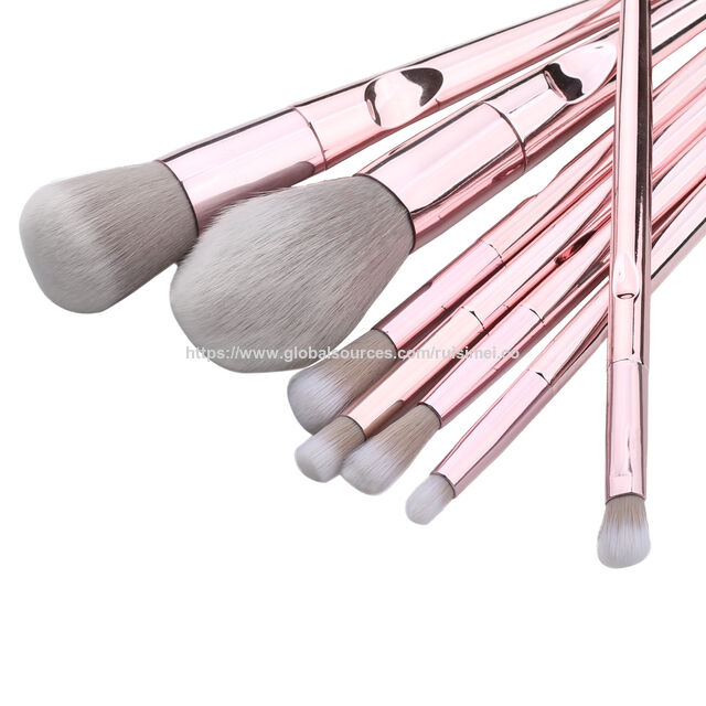 Ensemble de 10 pinceaux de maquillage en laine de fibre violette multi-dégradée avec manches ergonomiques en résine pour voyage