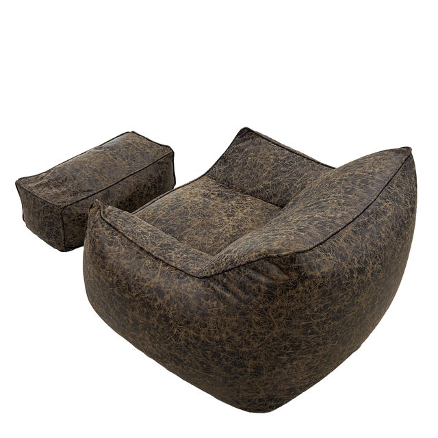 Moderno Puff de Cuero PU con Otomana para Sala de Estar, Dormitorio y Salón - Sofá Tipo Puf para Interiores