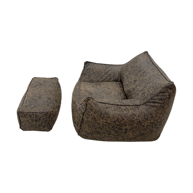 Moderno Puff de Cuero PU con Otomana para Sala de Estar, Dormitorio y Salón - Sofá Tipo Puf para Interiores