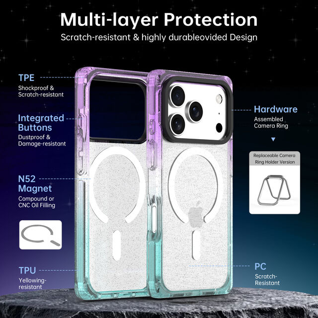 Coques Carrées Originales Design Dégradé de Couleurs, Coques de Téléphone Style Ins pour iPhone 17 Pro Max