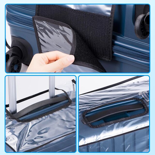 Verdickter, durchsichtiger Gepäckschutz mit Taschenfach, 20" 24" 28" PVC-Gepäckhüllen für wasserdichte Koffer