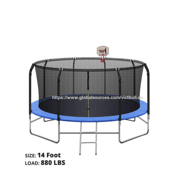 Trampoline Lanterne Premium de 14 pieds avec Protection UV et Filet de Sécurité Renforcé Certifié ASTM pour le Divertissement Familial dans le Jardin
