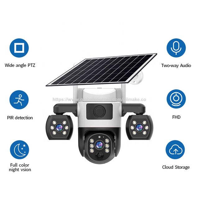 Caméra PTZ Intelligente 12MP avec Triple Objectif, Alimentation Solaire, Connectivité 4G et Conformité ONVIF pour la Sécurité Extérieure