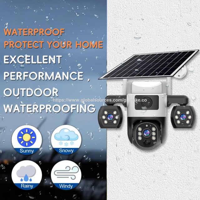 Caméra PTZ Intelligente 12MP avec Triple Objectif, Alimentation Solaire, Connectivité 4G et Conformité ONVIF pour la Sécurité Extérieure