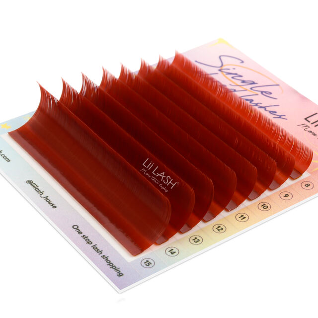 Extensions de cils de couleur accrocheuse, cils individuels moelleux couleur cerise séchée, extensions de cils de haute qualité en gros