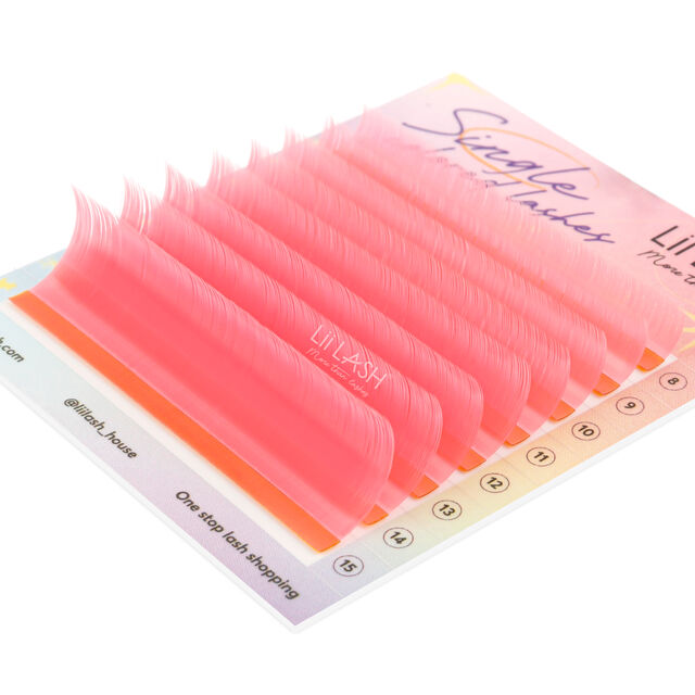 Faux cils en vison super doux couleur goyave rose, différentes nuances, produits de cils individuels, plateaux de cils PBT haut de gamme en gros, cachemire