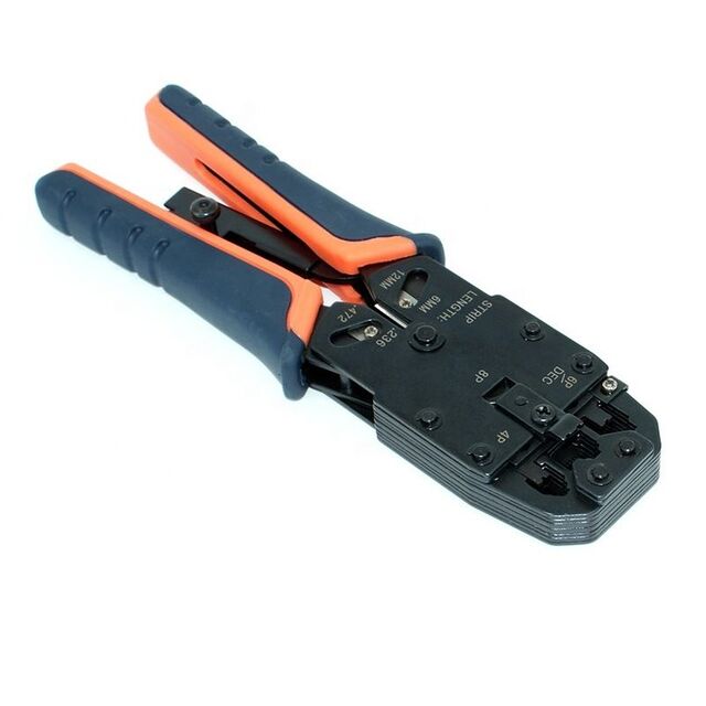 Hand-Crimpzange mit Ratschenfunktion für 4P+6P+8P LAN-Kabel