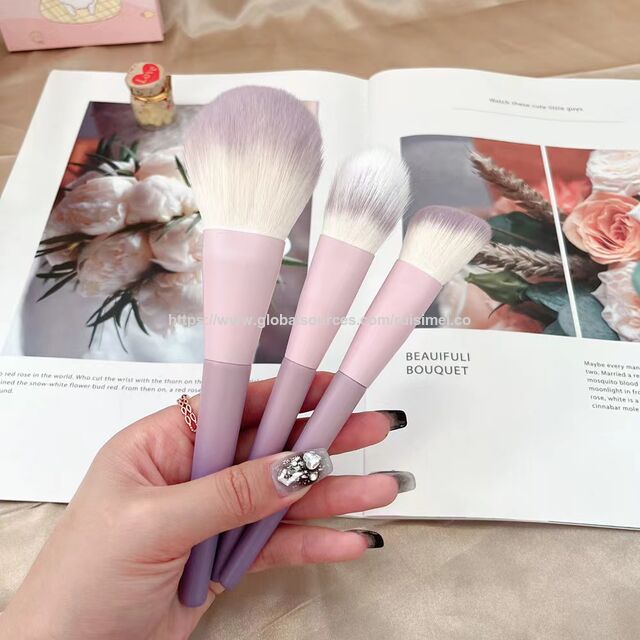 Ensemble de 10 pinceaux de maquillage en fibres violettes dégradées avec manche ergonomique en résine pour estompage professionnel des yeux et du visage