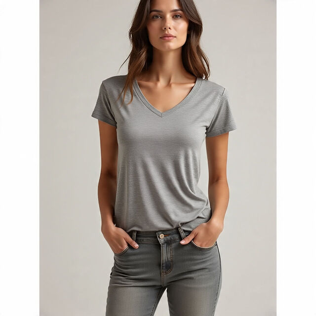 Damen T-Shirt mit V-Ausschnitt und überschnittenen Schultern, hochwertiges kurzärmeliges Sommer T-Shirt für Damen, Jogging-Oberteil für Damen