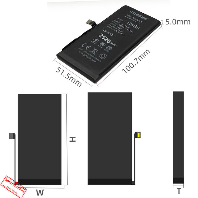 Nouvelle batterie haute capacité et haute tension, testée, 0 cycle, pour iPhone 12 mini, directement de l'usine