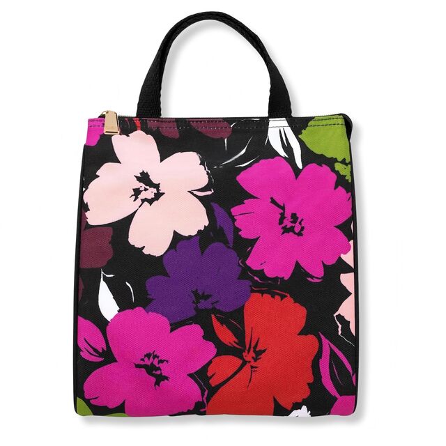 Niedliche, floral gemusterte, große, thermisch isolierte Lunchtasche für Damen - Lunch-Tote im New Yorker Stil mit Aufbewahrungstasche, perfekt