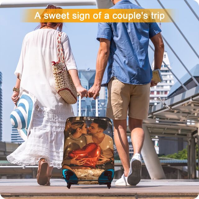 Personalisierte Gepäckhülle - Eigenen Namen, Foto oder Text hinzufügen - Doppelseitiges Design für Reisekoffer