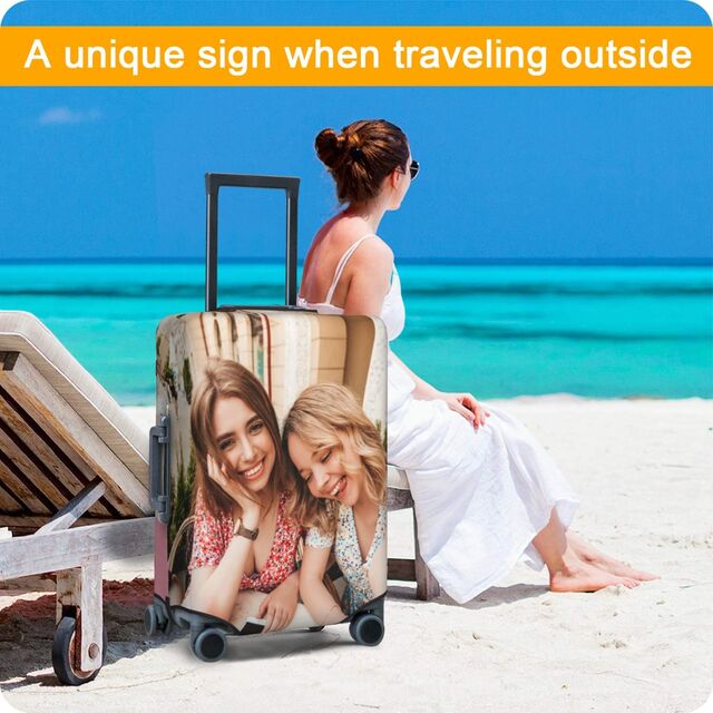 Personalisierte Gepäckhülle - Eigenen Namen, Foto oder Text hinzufügen - Doppelseitiges Design für Reisekoffer