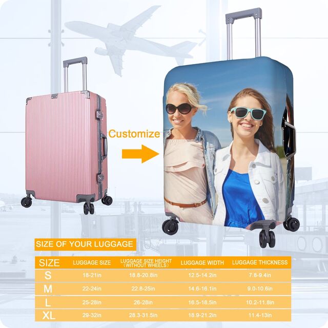 Personalisierte Gepäckhülle - Eigenen Namen, Foto oder Text hinzufügen - Doppelseitiges Design für Reisekoffer