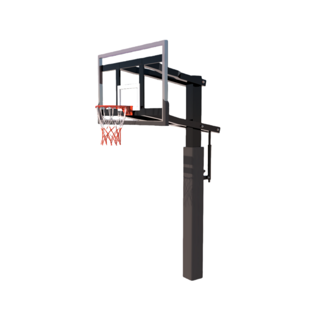 Cesta de Basquetebol de Enterrar com Altura Ajustável, Tabela de Vidro Temperado e Suporte de Tubo Quadrado para Espaços Desportivos