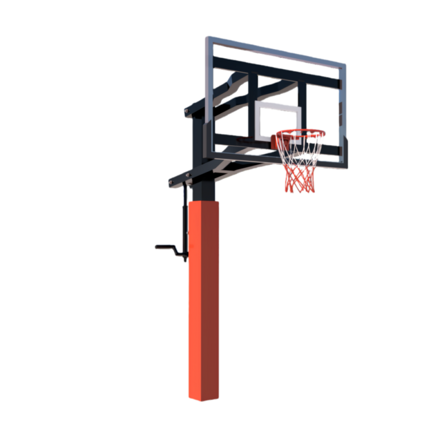 Cesta de Basquetebol de Enterrar com Altura Ajustável, Tabela de Vidro Temperado e Suporte de Tubo Quadrado para Espaços Desportivos