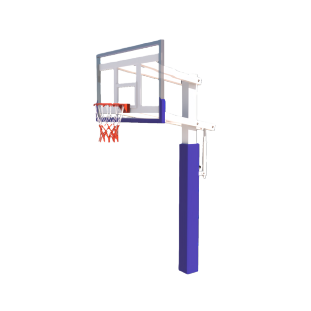 Cesta de Basquetebol de Enterrar com Altura Ajustável, Tabela de Vidro Temperado e Suporte de Tubo Quadrado para Espaços Desportivos