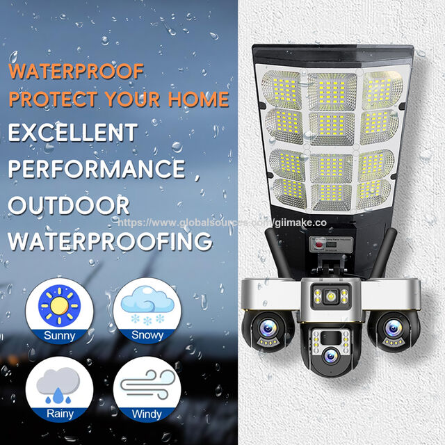 Caméra Solaire PTZ Projecteur 3 Lentilles 6MP avec Carte SIM, Stockage Carte Mémoire et Cloud, P2P, App Mobile V380 Pro, Extérieur