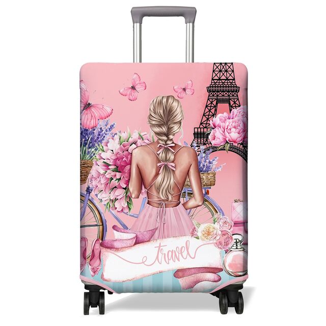 Capa Premium para Mala de Viagem com Estampa de Flores | Protetor Elástico para Mala com Capas para Rodas | Serve em Malas de 18-32 Polegadas (P/M/G/GG)