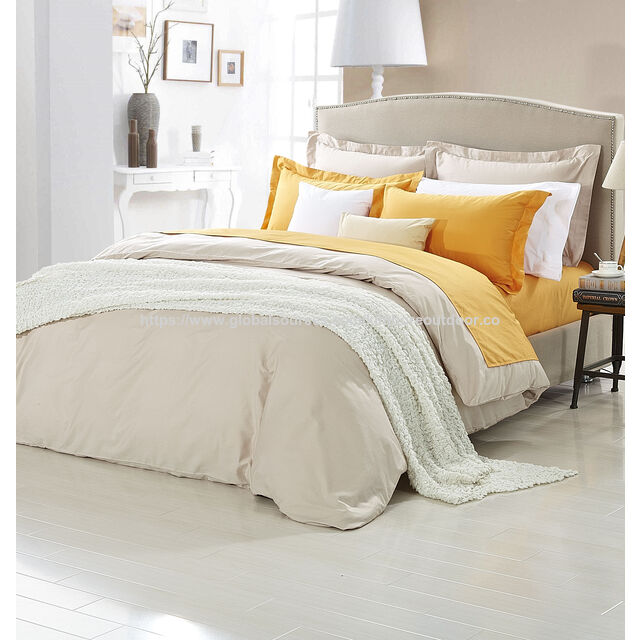 Ensemble de Literie 4 Pcs 100% Coton Blanc et Coloré, Design de Draps d'Hôtel Outlet d'Usine