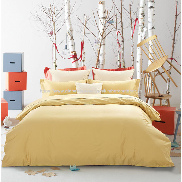 Ensemble de Literie 4 Pcs 100% Coton Blanc et Coloré, Design de Draps d'Hôtel Outlet d'Usine