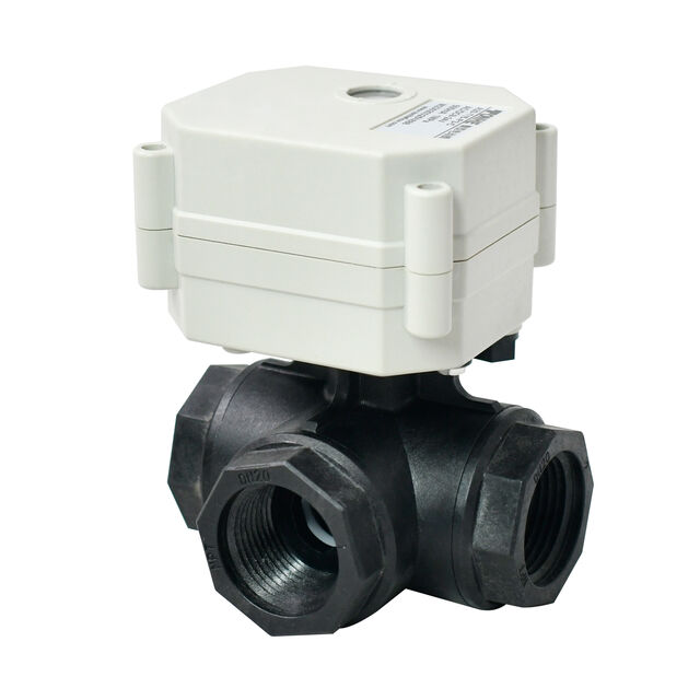 Válvula de Bola Motorizada Eléctrica TONHE AC110-230V 3/4" BSP/NPT DN20 PPE Puerto L/T