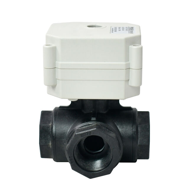 Válvula de Bola Motorizada Eléctrica TONHE AC110-230V 3/4" BSP/NPT DN20 PPE Puerto L/T
