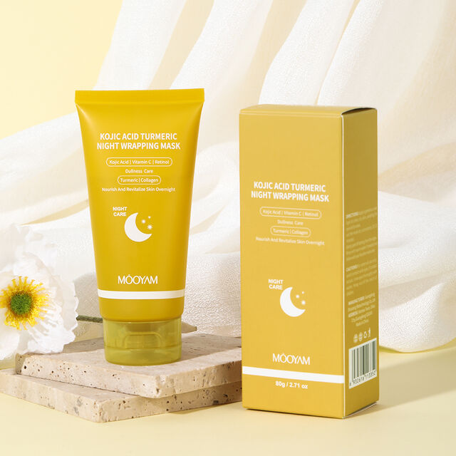 Mascarilla Nocturna Envolvente con Ácido Kójico y Cúrcuma 80g - Antiarrugas, Eliminación de Puntos Negros, Nutrición para el Cuidado de la Piel, Mascarilla Facial de Gel Suavizante